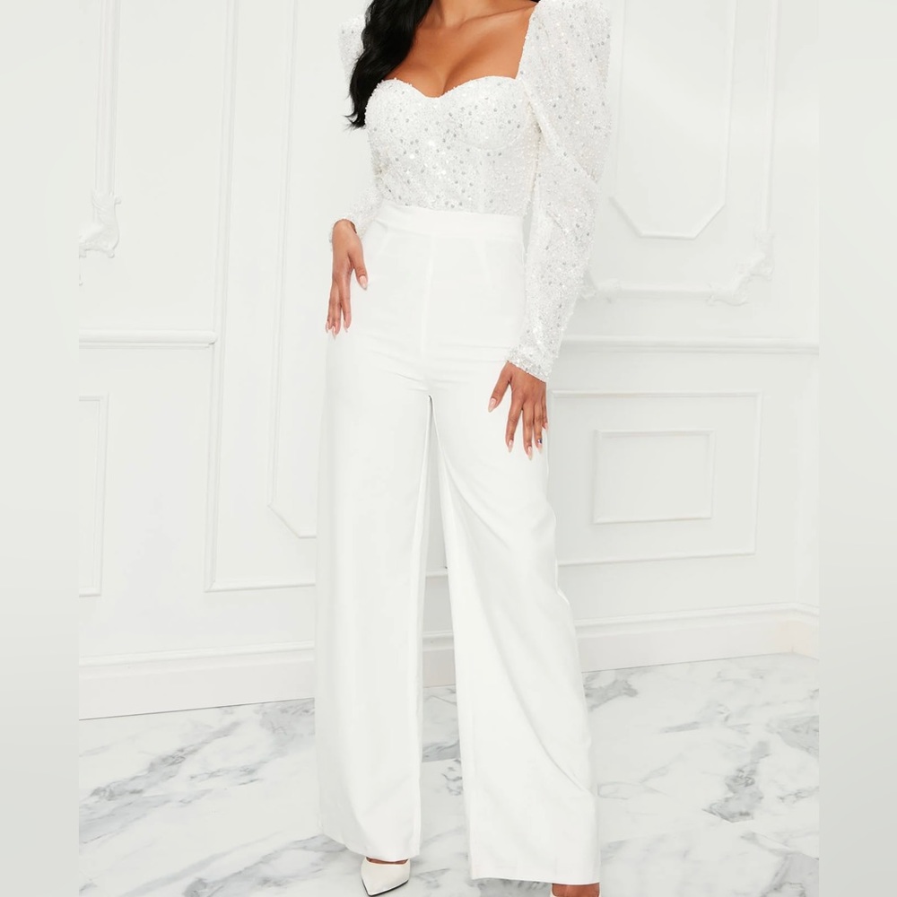 White Sequin Jumpsuit